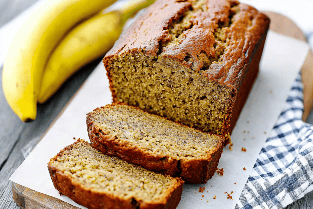 a loaf of bread with bananas